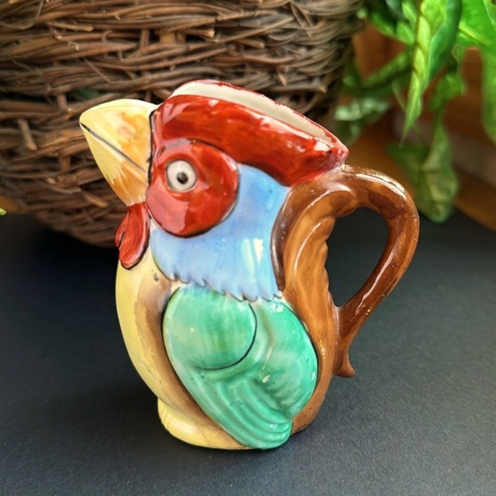 VTG Tropical Toucan Bird 3.5” Mini Pitcher Creamer Hand Painted Ceramic